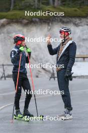 13.10.2024, Ramsau am Dachstein, Austria (AUT): Jeremy Finello (SUI), Kein Einaste (EST), coach Team Switzerland, (l-r) - Biathlon summer training, Ramsau am Dachstein (AUT). www.nordicfocus.com. © Manzoni/NordicFocus. Every downloaded picture is fee-liable.