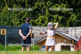 27.06.2024, Lavaze, Italy (ITA): Patrick Oberegger (ITA), Ingrid Landmark Tandrevold (NOR), (l-r)  - Biathlon summer training, Lavaze (ITA). www.nordicfocus.com. © Barbieri/NordicFocus. Every downloaded picture is fee-liable.