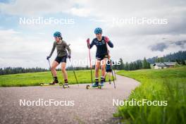 15.06.2024, Lavaze, Italy (ITA): Ella Hallvarsson (SWE), Sara Andersson (SWE), (l-r)  - Biathlon summer training, Lavaze (ITA). www.nordicfocus.com. © Barbieri/NordicFocus. Every downloaded picture is fee-liable.