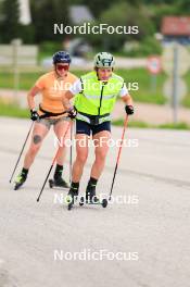 11.06.2024, Premanon, France (FRA): Justine Braisaz-Bouchet (FRA), Lou Jeanmonnot (FRA), (l-r) - Biathlon summer training, Premanon (FRA). www.nordicfocus.com. © Manzoni/NordicFocus. Every downloaded picture is fee-liable.