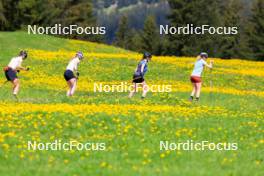 20.05.2024, Lenzerheide, Switzerland (SUI): Lea Meier (SUI), Alessia Laager (SUI), Aita Gasparin (SUI), Elisa Gasparin (SUI), (l-r) - Biathlon summer training, Lenzerheide (SUI). www.nordicfocus.com. © Manzoni/NordicFocus. Every downloaded picture is fee-liable.