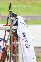 04.09.2024, Lenzerheide, Switzerland (SUI): Event Feature: Norwegian team jacket hangs on the rifle rack - Biathlon summer training, Lenzerheide (SUI). www.nordicfocus.com. © Manzoni/NordicFocus. Every downloaded picture is fee-liable.