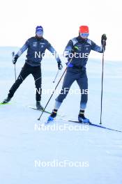 14.10.2024, Ramsau am Dachstein, Austria (AUT): Niklas Hartweg (SUI), Sebastian Stalder (SUI), (l-r) - Biathlon summer training, Dachsteinglacier, Ramsau am Dachstein (AUT). www.nordicfocus.com. © Manzoni/NordicFocus. Every downloaded picture is fee-liable.