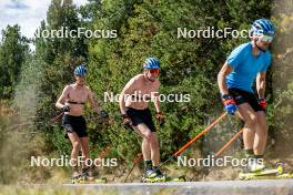 02.09.2024, Font-Romeu, France (FRA): Anton Ivarsson (SWE), Emil Nykvist (SWE), Malte Stefansson (SWE), (l-r) - Biathlon summer training, Font-Romeu (FRA). www.nordicfocus.com. © Authamayou/NordicFocus. Every downloaded picture is fee-liable.