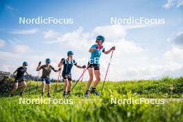 06.06.2024, Lavaze, Italy (ITA): Anton Ivarsson (SWE), Malte Stefansson (SWE), Jesper Nelin (SWE), Elvira Oeberg (SWE), (l-r)  - Biathlon summer training, Lavaze (ITA). www.nordicfocus.com. © Barbieri/NordicFocus. Every downloaded picture is fee-liable.