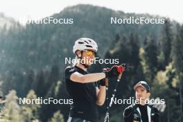 19.05.2024, Forni Avoltri, Italy (ITA): Michela Carrara (ITA), Mirco Romanin (ITA), coach Team Italy, (l-r) - Biathlon summer training, Forni Avoltri (ITA). www.nordicfocus.com. © Del Fabbro/NordicFocus. Every downloaded picture is fee-liable.