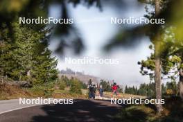 21.10.2024, Lavaze, Italy (ITA): Maren Hjelmeset Kirkeeide (NOR), Ida Lien (NOR), Juni Arnekleiv (NOR) - Biathlon summer training, Lavaze (ITA). www.nordicfocus.com. © Vanzetta/NordicFocus. Every downloaded picture is fee-liable.