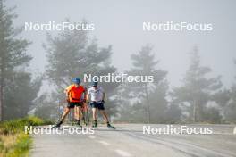 02.09.2024, Font-Romeu, France (FRA): Jesper Nelin (SWE), Sebastian Samuelsson (SWE), (l-r) - Biathlon summer training, Font-Romeu (FRA). www.nordicfocus.com. © Authamayou/NordicFocus. Every downloaded picture is fee-liable.