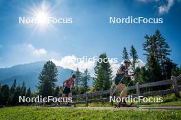 06.08.2024, Lavaze, Italy (ITA): Kristina Oberthaler (AUT), Tamara Steiner (AUT), (l-r)  - Biathlon summer training, Lavaze (ITA). www.nordicfocus.com. © Barbieri/NordicFocus. Every downloaded picture is fee-liable.