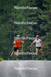 17.07.2024, Martell, Italy (ITA): Mirco Romanin (ITA), Lisa Vittozzi (ITA), (l-r)  - Biathlon summer training, Martell (ITA). www.nordicfocus.com. © Barbieri/NordicFocus. Every downloaded picture is fee-liable.