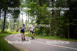 20.06.2024, Lavaze, Italy (ITA): Dorothea Wierer (ITA), Patrick Braunhofer (ITA), (l-r)  - Biathlon summer training, Lavaze (ITA). www.nordicfocus.com. © Vanzetta/NordicFocus. Every downloaded picture is fee-liable.