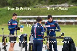 15.06.2024, Correncon-en-Vercors, France (FRA): Eric Perrot (FRA), Oscar Lombardot (FRA), Quentin Fillon Maillet (FRA), (l-r) - Biathlon summer training, Correncon-en-Vercors (FRA). www.nordicfocus.com. © Joly/NordicFocus. Every downloaded picture is fee-liable.