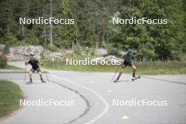 18.06.2024, Correncon-en-Vercors, France (FRA): Remi Broutier (FRA), Theo Guiraud Poillot (FRA), (l-r) - Biathlon summer training, Correncon-en-Vercors (FRA). www.nordicfocus.com. © Joly/NordicFocus. Every downloaded picture is fee-liable.