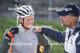 22.10.2024, Lavaze, Italy (ITA): Endre Stroemsheim (NOR), Siegfried Mazet (FRA), (l-r)  - Biathlon summer training, Lavaze (ITA). www.nordicfocus.com. © Vanzetta/NordicFocus. Every downloaded picture is fee-liable.