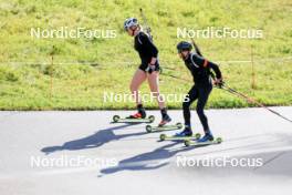 10.09.2024, Lenzerheide, Switzerland (SUI): Amy Baserga (SUI), Gion Stalder (SUI), (l-r) - Biathlon summer training, Lenzerheide (SUI). www.nordicfocus.com. © Manzoni/NordicFocus. Every downloaded picture is fee-liable.