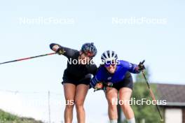 10.09.2024, Lenzerheide, Switzerland (SUI): Lea Meier (SUI), Lena Haecki-Gross (SUI), (l-r) - Biathlon summer training, Lenzerheide (SUI). www.nordicfocus.com. © Manzoni/NordicFocus. Every downloaded picture is fee-liable.