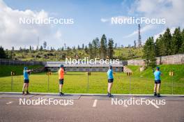 06.06.2024, Lavaze, Italy (ITA): Anna-Karin Heijdenberg (SWE), Viktor Brandt (SWE), Elvira Oeberg (SWE), Sara Andersson (SWE), (l-r)  - Biathlon summer training, Lavaze (ITA). www.nordicfocus.com. © Barbieri/NordicFocus. Every downloaded picture is fee-liable.