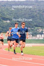 03.07.2024, Saint-Claude, France (FRA): Fabien Claude (FRA), Oscar Lombardot (FRA), (l-r) - Biathlon summer training, Premanon (FRA). www.nordicfocus.com. © Manzoni/NordicFocus. Every downloaded picture is fee-liable.