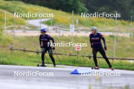 03.07.2024, Premanon, France (FRA): Oscar Lombardot (FRA), Fabien Claude (FRA), (l-r) - Biathlon summer training, Premanon (FRA). www.nordicfocus.com. © Manzoni/NordicFocus. Every downloaded picture is fee-liable.