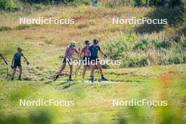 31.07.2024, Lavaze, Italy (ITA): Tamara Steiner (AUT), Lara Wagner (AUT), Lea Rothschopf (AUT), (l-r)  - Biathlon summer training, Lavaze (ITA). www.nordicfocus.com. © Barbieri/NordicFocus. Every downloaded picture is fee-liable.