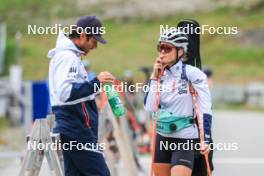 04.09.2024, Lenzerheide, Switzerland (SUI): Patrick Oberegger (ITA) coach Team Norway, Karoline Offigstad Knotten (NOR), (l-r) - Biathlon summer training, Lenzerheide (SUI). www.nordicfocus.com. © Manzoni/NordicFocus. Every downloaded picture is fee-liable.