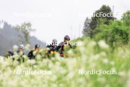 21.05.2024, Lenzerheide, Switzerland (SUI): Lea Meier (SUI), Niklas Hartweg (SUI), Joscha Burkhalter (SUI), Yanis Keller (SUI), Elisa Gasparin (SUI), Aita Gasparin (SUI), Matthias Riebli (SUI), (l-r) - Biathlon summer training, Lenzerheide (SUI). www.nordicfocus.com. © Manzoni/NordicFocus. Every downloaded picture is fee-liable.