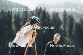 19.05.2024, Forni Avoltri, Italy (ITA): Lisa Vittozzi (ITA), Jonne Kahkonen (FIN), coach Team Italy, (l-r) - Biathlon summer training, Forni Avoltri (ITA). www.nordicfocus.com. © Del Fabbro/NordicFocus. Every downloaded picture is fee-liable.