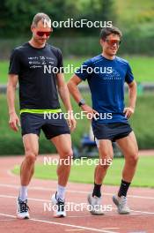 03.07.2024, Saint-Claude, France (FRA): Emilien Jacquelin (FRA), Oscar Lombardot (FRA), (l-r) - Biathlon summer training, Premanon (FRA). www.nordicfocus.com. © Manzoni/NordicFocus. Every downloaded picture is fee-liable.