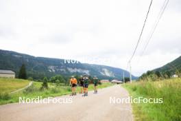 02.07.2024, Premanon, France (FRA): Fabien Claude (FRA), Emilien Jacquelin (FRA), Oscar Lombardot (FRA), Eric Perrot (FRA), (l-r) - Biathlon summer training, Premanon (FRA). www.nordicfocus.com. © Manzoni/NordicFocus. Every downloaded picture is fee-liable.