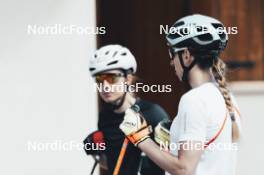 19.05.2024, Forni Avoltri, Italy (ITA): Michela Carrara (ITA), Lisa Vittozzi (ITA), (l-r) - Biathlon summer training, Forni Avoltri (ITA). www.nordicfocus.com. © Del Fabbro/NordicFocus. Every downloaded picture is fee-liable.