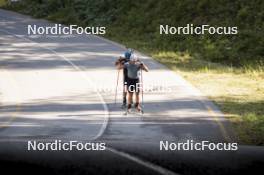 27.08.2024, Martell, Italy (ITA): Lukas Hofer (ITA), Didier Bionaz (ITA), (l-r) - Biathlon summer training, Martell (ITA). www.nordicfocus.com. © Vanzetta/NordicFocus. Every downloaded picture is fee-liable.