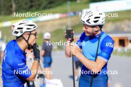 18.07.2024, Lenzerheide, Switzerland (SUI): Vaclav Cervenka (USA), Maxime Germain (USA), (l-r) - Biathlon summer training, Lenzerheide (SUI). www.nordicfocus.com. © Manzoni/NordicFocus. Every downloaded picture is fee-liable.