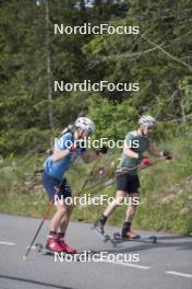 18.06.2024, Correncon-en-Vercors, France (FRA): Emilien Jacquelin (FRA), Fabien Claude (FRA), (l-r) - Biathlon summer training, Correncon-en-Vercors (FRA). www.nordicfocus.com. © Joly/NordicFocus. Every downloaded picture is fee-liable.