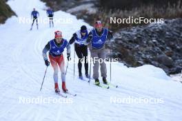 06.11.2024, Davos, Switzerland (SUI): Nicola Wigger (SUI), Niklas Hartweg (SUI), Sandro Bovisi (SUI), (l-r) - Biathlon training, snowfarming track, Davos (SUI). www.nordicfocus.com. © Manzoni/NordicFocus. Every downloaded picture is fee-liable.