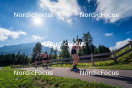 06.08.2024, Lavaze, Italy (ITA): Tamara Steiner (AUT), Anna Juppe (AUT), Lea Rothschopf (AUT), (l-r)  - Biathlon summer training, Lavaze (ITA). www.nordicfocus.com. © Barbieri/NordicFocus. Every downloaded picture is fee-liable.