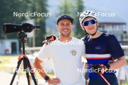 15.07.2024, Lenzerheide, Switzerland (SUI): Emil Bormetti (ITA), Coach Team USA, Bjorn Westervelt (USA), (l-r) - Biathlon summer training, Lenzerheide (SUI). www.nordicfocus.com. © Manzoni/NordicFocus. Every downloaded picture is fee-liable.