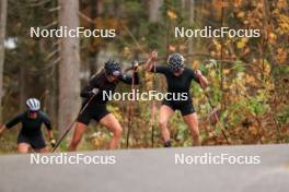 13.10.2024, Ramsau am Dachstein, Austria (AUT): Lena Haecki-Gross (SUI), Lisa Theresa Hauser (AUT), Elisa Gasparin (SUI), (l-r) - Biathlon summer training, Ramsau am Dachstein (AUT). www.nordicfocus.com. © Manzoni/NordicFocus. Every downloaded picture is fee-liable.