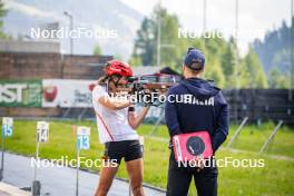 17.07.2024, Martell, Italy (ITA): Lisa Vittozzi (ITA), Jonne Kahkonen (FIN), (l-r)  - Biathlon summer training, Martell (ITA). www.nordicfocus.com. © Barbieri/NordicFocus. Every downloaded picture is fee-liable.