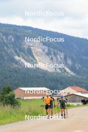 02.07.2024, Premanon, France (FRA): Fabien Claude (FRA), Emilien Jacquelin (FRA), Oscar Lombardot (FRA), Eric Perrot (FRA), (l-r) - Biathlon summer training, Premanon (FRA). www.nordicfocus.com. © Manzoni/NordicFocus. Every downloaded picture is fee-liable.