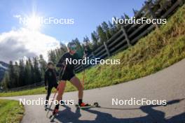 10.09.2024, Lenzerheide, Switzerland (SUI): Gion Stalder (SUI), Amy Baserga (SUI), (l-r) - Biathlon summer training, Lenzerheide (SUI). www.nordicfocus.com. © Manzoni/NordicFocus. Every downloaded picture is fee-liable.