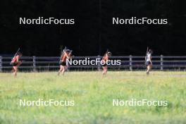 06.08.2024, Lenzerheide, Switzerland (SUI): Aita Gasparin (SUI), Lena Haecki-Gross (SUI), Lisa Theresa Hauser (AUT), Elisa Gasparin (SUI), Lea Meier (SUI), (l-r) - Biathlon summer training, Lenzerheide (SUI). www.nordicfocus.com. © Manzoni/NordicFocus. Every downloaded picture is fee-liable.