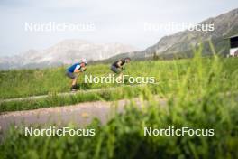 19.06.2024, Lavaze, Italy (ITA): Didier Bionaz (ITA), Elia Zeni (ITA), (l-r)  - Biathlon summer training, Lavaze (ITA). www.nordicfocus.com. © Vanzetta/NordicFocus. Every downloaded picture is fee-liable.