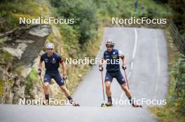 26.08.2024, Martell, Italy (ITA): Didier Bionaz (ITA), Tommaso Giacomel (ITA), (l-r) - Biathlon summer training, Martell (ITA). www.nordicfocus.com. © Vanzetta/NordicFocus. Every downloaded picture is fee-liable.