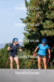 02.09.2024, Font-Romeu, France (FRA): Linn Persson (SWE), Sara Andersson (SWE), (l-r) - Biathlon summer training, Font-Romeu (FRA). www.nordicfocus.com. © Authamayou/NordicFocus. Every downloaded picture is fee-liable.