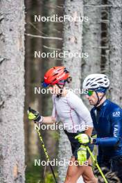 30.09.2024, Lavaze, Italy (ITA): Lisa Vittozzi (ITA), Mirco Romanin (ITA), coach Team Italy, (l-r) - Biathlon summer training, Lavaze (ITA). www.nordicfocus.com. © Barbieri/NordicFocus. Every downloaded picture is fee-liable.