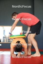 12.06.2024, Premanon, France (FRA): Julia Simon (FRA), Romain Hurtault (FRA), (l-r) - Biathlon summer training, Premanon (FRA). www.nordicfocus.com. © Manzoni/NordicFocus. Every downloaded picture is fee-liable.