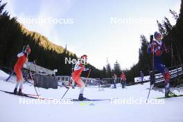 07.11.2024, Davos, Switzerland (SUI): Elisa Gasparin (SUI), Aita Gasparin (SUI), Lisa Theresa Hauser (AUT), (l-r) - Biathlon training, snowfarming track, Davos (SUI). www.nordicfocus.com. © Manzoni/NordicFocus. Every downloaded picture is fee-liable.