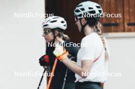 19.05.2024, Forni Avoltri, Italy (ITA): Michela Carrara (ITA), Lisa Vittozzi (ITA), (l-r) - Biathlon summer training, Forni Avoltri (ITA). www.nordicfocus.com. © Del Fabbro/NordicFocus. Every downloaded picture is fee-liable.