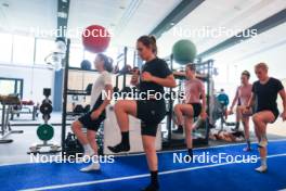 11.06.2024, Premanon, France (FRA): Justine Braisaz-Bouchet (FRA), Gilonne Guigonnat (FRA), Oceane Michelon (FRA), Lou Jeanmonnot (FRA), Sophie Chauveau (FRA), (l-r) - Biathlon summer training, Premanon (FRA). www.nordicfocus.com. © Manzoni/NordicFocus. Every downloaded picture is fee-liable.