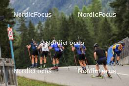 05.09.2024, Lenzerheide, Switzerland (SUI): Vetle Sjaastad Christiansen (NOR), Tarjei Boe (NOR), Sturla Holm Laegreid (NOR), Dajan Danuser (SUI), (l-r) - Biathlon summer training, Lenzerheide (SUI). www.nordicfocus.com. © Manzoni/NordicFocus. Every downloaded picture is fee-liable.